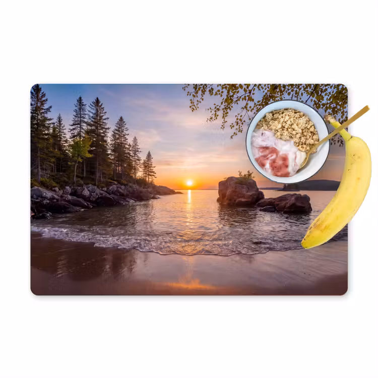 Zonsondergang - Kust - Water - Natuur - Oranje Placemat vinyl groot -zzzproduct_Kitchenyeah-website
