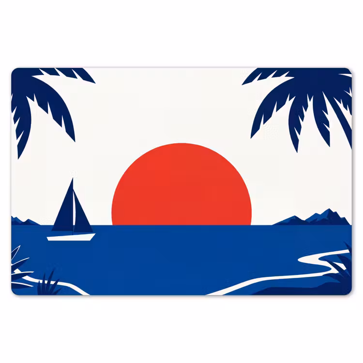 Zonsondergang - Zee - Palmboom - Tropisch - Modern Placemat vinyl groot -zzsfeer1_Kitchenyeah-website