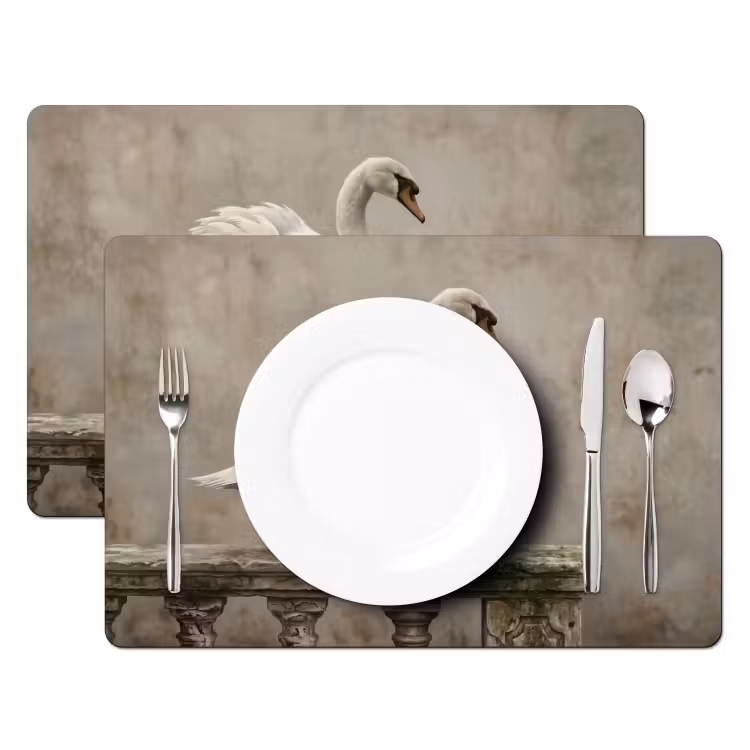 Zwaan - Elegant - Dieren - Wit Placemat vinyl groot -zzsfeer2_Kitchenyeah-website