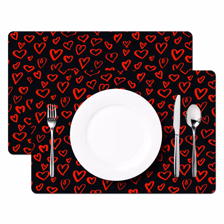 Zwart - Harten - Rood Placemat vinyl groot 368 -zzsfeer2_Kitchenyeah-website