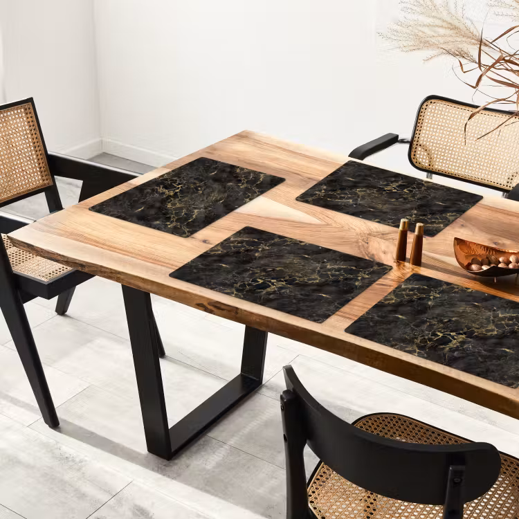 Zwart - Marmer - Goud - Nerf Placemat vinyl groot 368 -zzsfeer4_Kitchenyeah-website