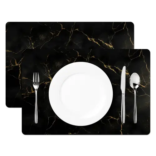 Zwart marmer - Gouden aders - Klassiek Placemat vinyl groot -zzsfeer2_Kitchenyeah-website