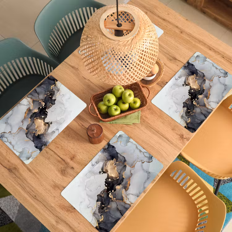 Zwart - Marmer - Luxe - Goud Placemat vinyl groot -zzsfeer5_Kitchenyeah-website