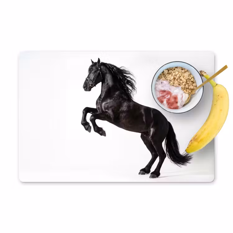 Zwart - Paard - Portret Placemat vinyl groot -zzzproduct_Kitchenyeah-website