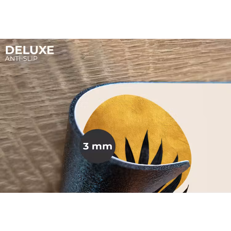 Zwart palmblad - Gouden cirkel - Beige achtergrond Placemat vinyl groot -closeup