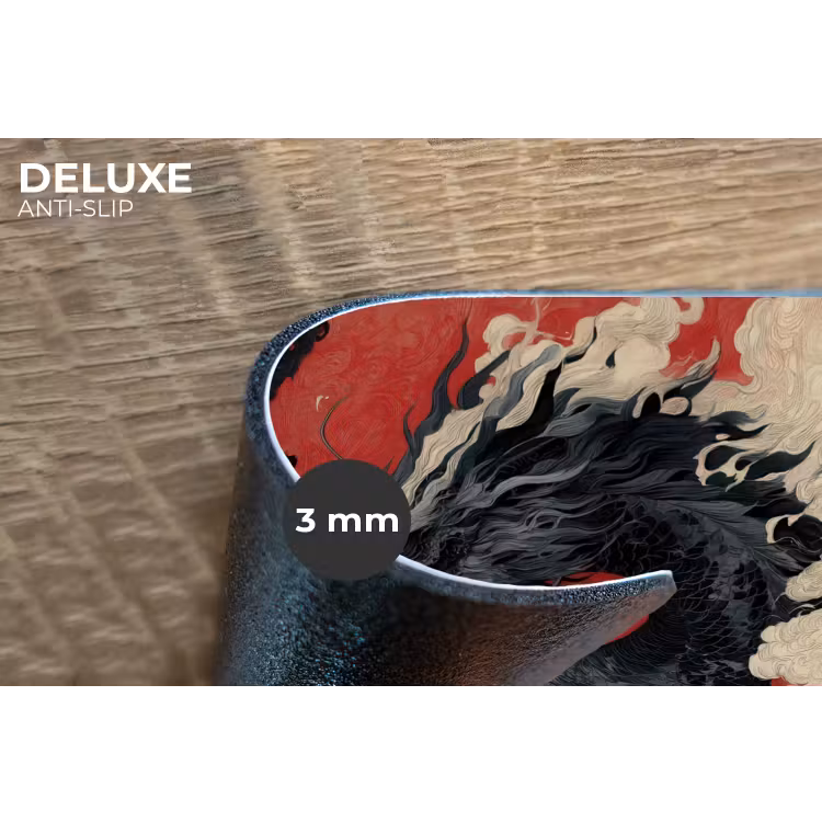 Zwarte draak - Rookwolken - Rood Placemat vinyl groot -closeup