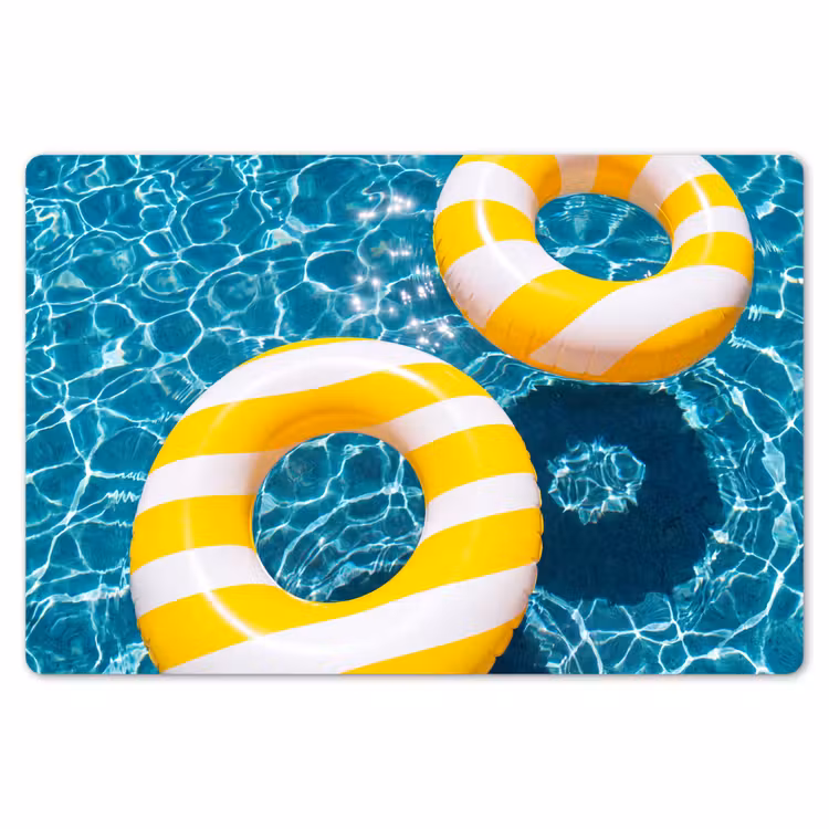 Zwembad - Zwembanden - Zomer - Geel - Blauw Placemat vinyl groot -zzsfeer1_Kitchenyeah-website