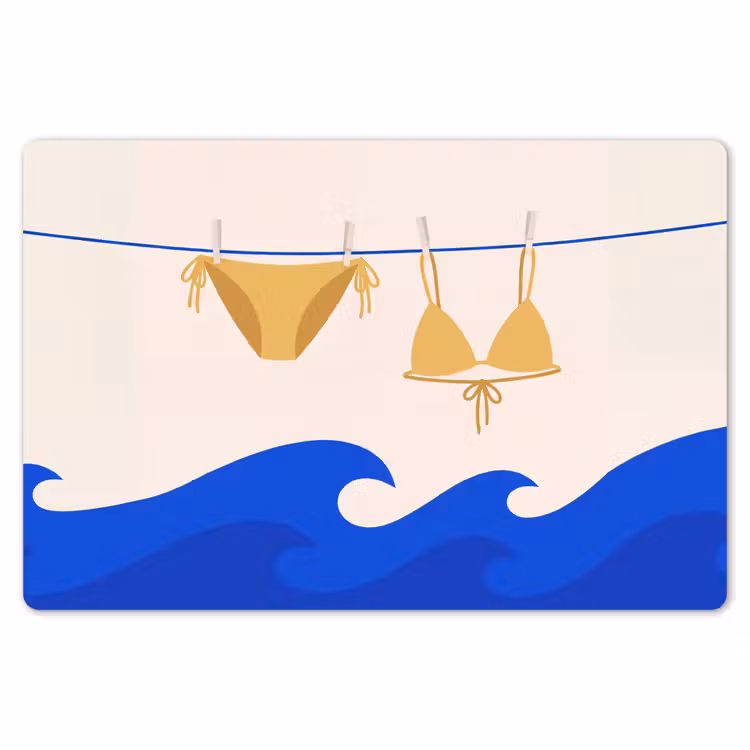 Zwemkleding - Zee - Zomer - Illustratie - Geel Placemat vinyl groot -zzsfeer1_Kitchenyeah-website