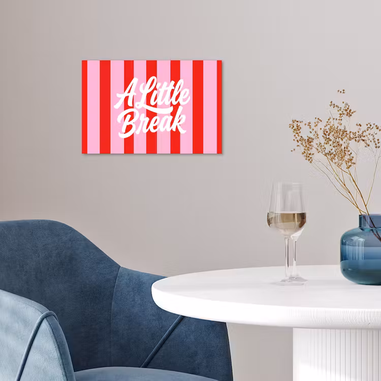 A Little Break - Strepen - Rood - Roze poster papier klein -sfeer3