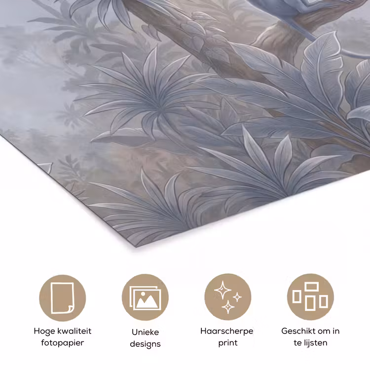 Aap - Boom - Jungle - Natuur - Grijs poster papier klein -closeup_NL