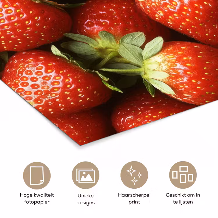 Aardbei - Fruit - Rood poster papier klein -closeup_NL