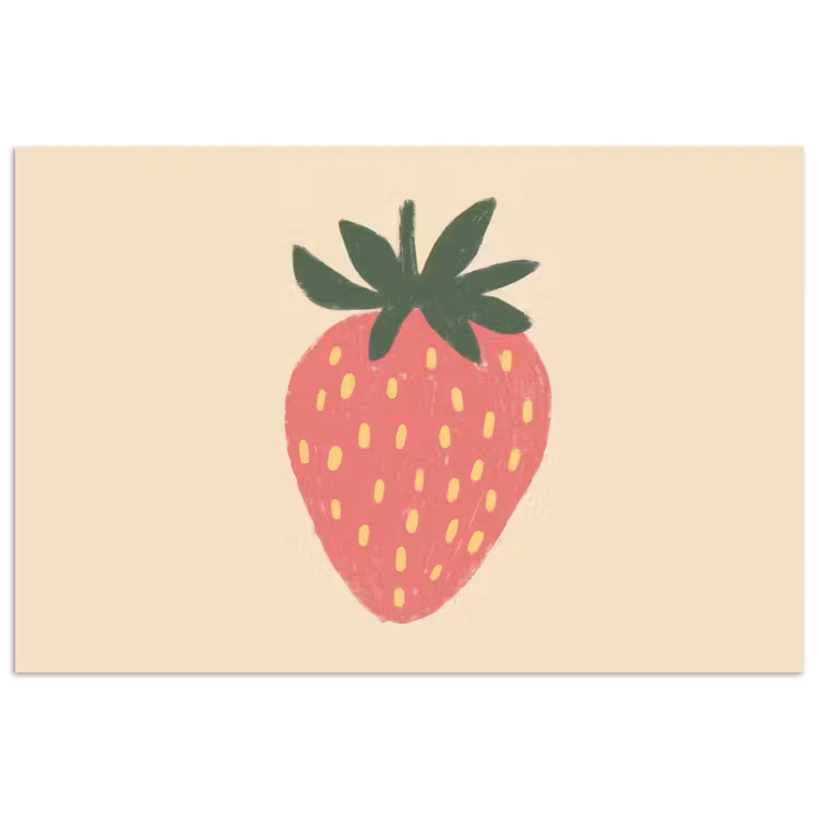 Aardbei - Minimalistisch - Rood - Fruit poster papier klein -3d