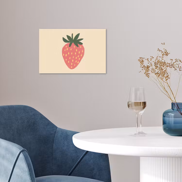 Aardbei - Minimalistisch - Rood - Fruit poster papier klein -sfeer3