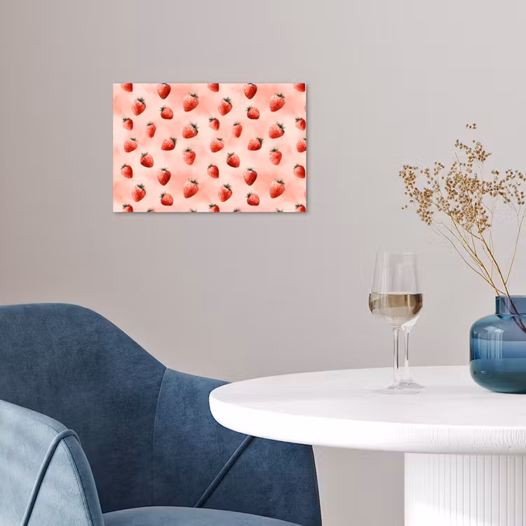 Aardbei - Patroon - Roze poster papier klein 62 -sfeer3
