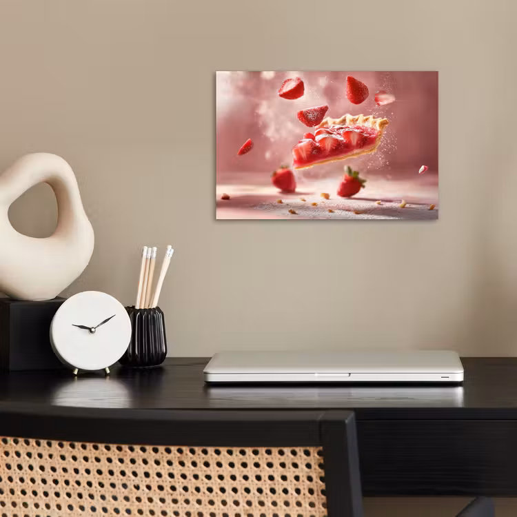Aardbei - Taart- Eten - Roze poster papier klein -sfeer1