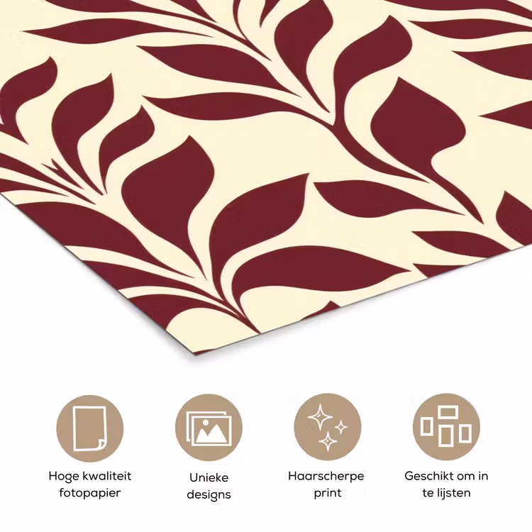 Abstract - Bladeren - Burgundy poster papier klein 62 -closeup_NL