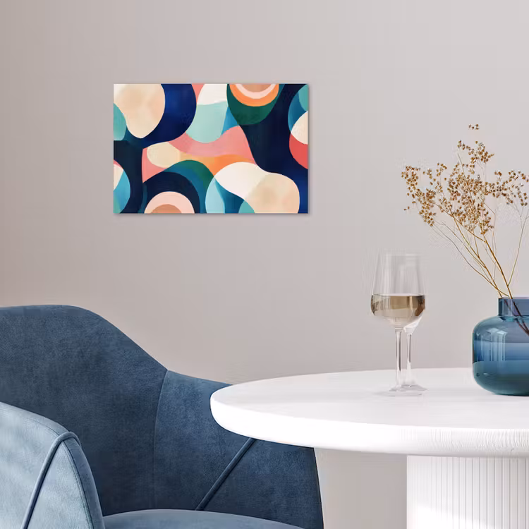 Abstract - Blauw - Roze poster papier klein -sfeer3