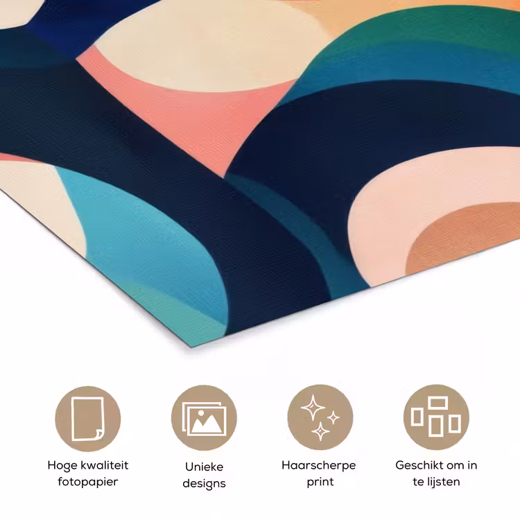 Abstract - Blauw - Roze poster papier klein -closeup_NL