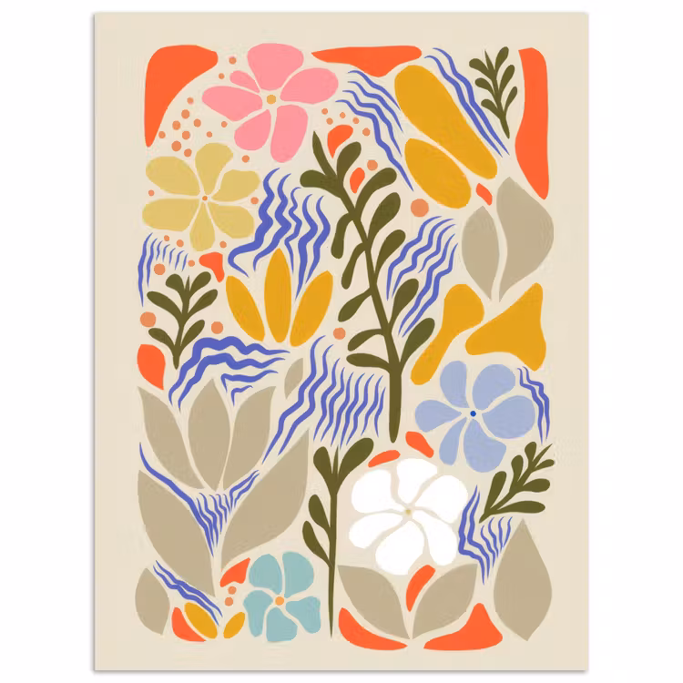 Abstract - Bloemen - Bladeren poster papier klein -3d