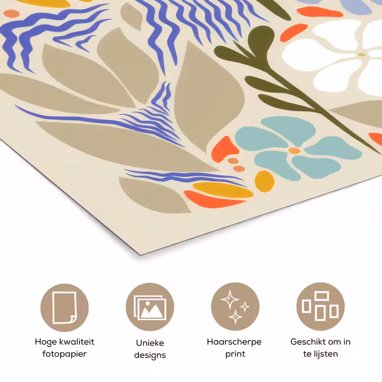 Abstract - Bloemen - Bladeren poster papier klein -closeup_NL