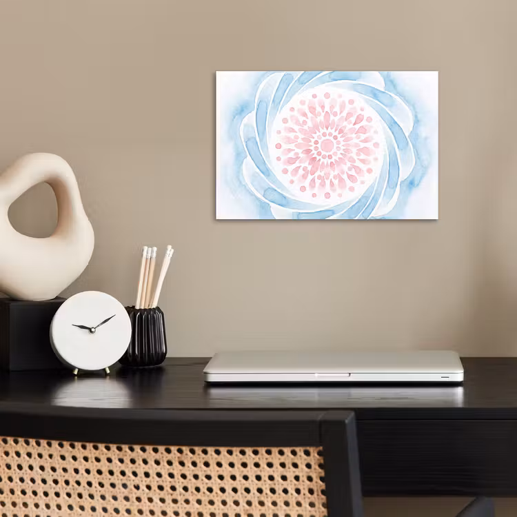 Abstract - Bloemvorm - Aquarel - Roze - Blauw poster papier klein -sfeer1