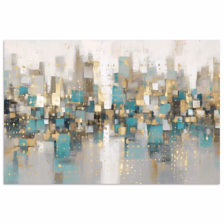 Abstract - Blokken - Goud - Skyline poster papier klein -3d
