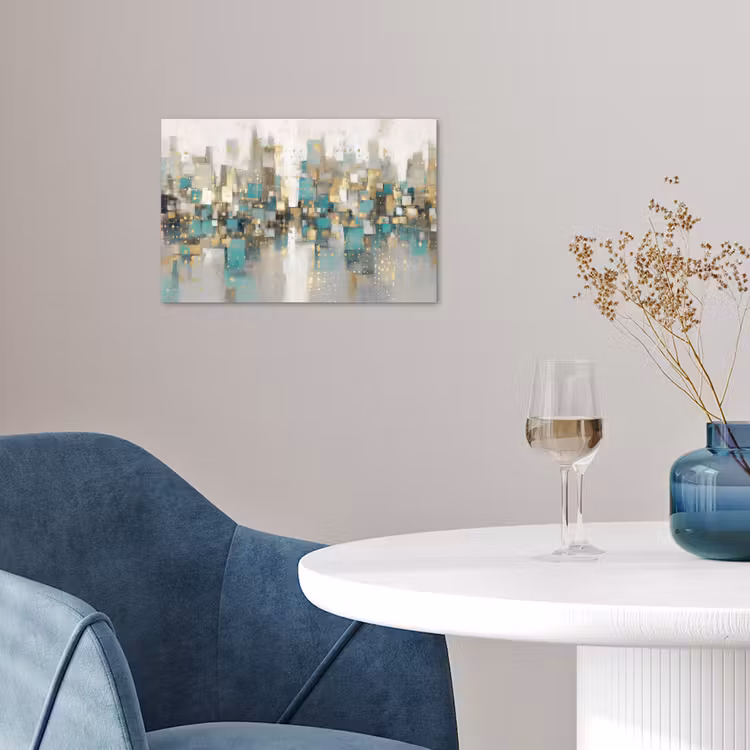 Abstract - Blokken - Goud - Skyline poster papier klein -sfeer3