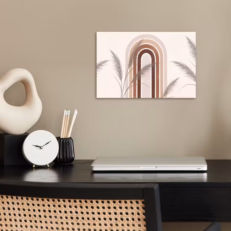 Abstract - Bogen - Plant - Boho - Beige poster papier klein -sfeer1