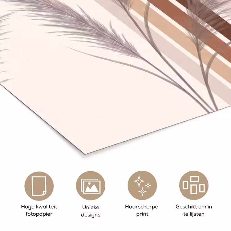 Abstract - Bogen - Plant - Boho - Beige poster papier klein -closeup_NL