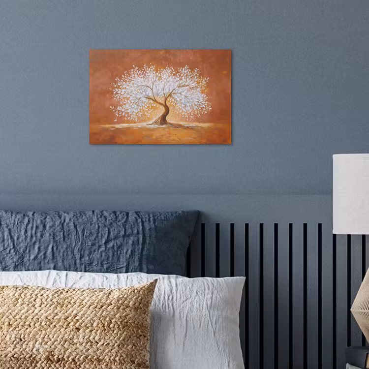 Abstract - Boom - Wit - Bladeren poster papier klein -sfeer2