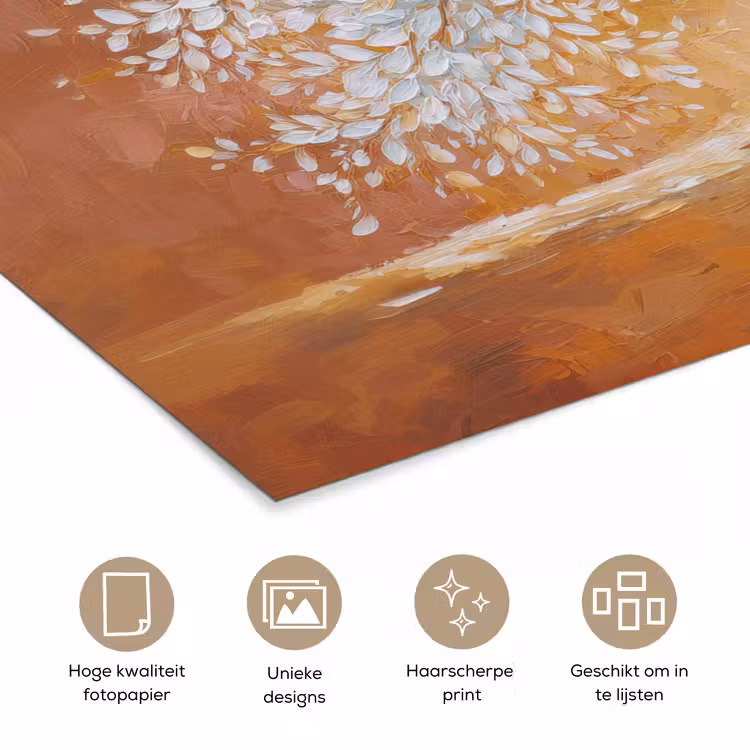 Abstract - Boom - Wit - Bladeren poster papier klein -closeup_NL