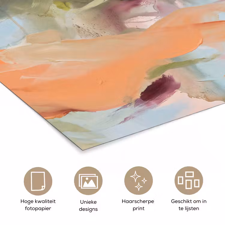 Abstract - Borstelstreken - Kunst - Modern - Pastel poster papier klein -closeup_NL