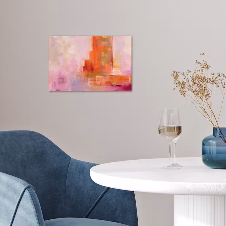 Abstract - Borstelstreken - Kunst - Paars - Goud poster papier klein -sfeer3