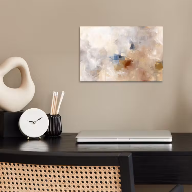 Abstract - Borstelstreken - Modern - Beige - Kunst poster papier klein -sfeer1