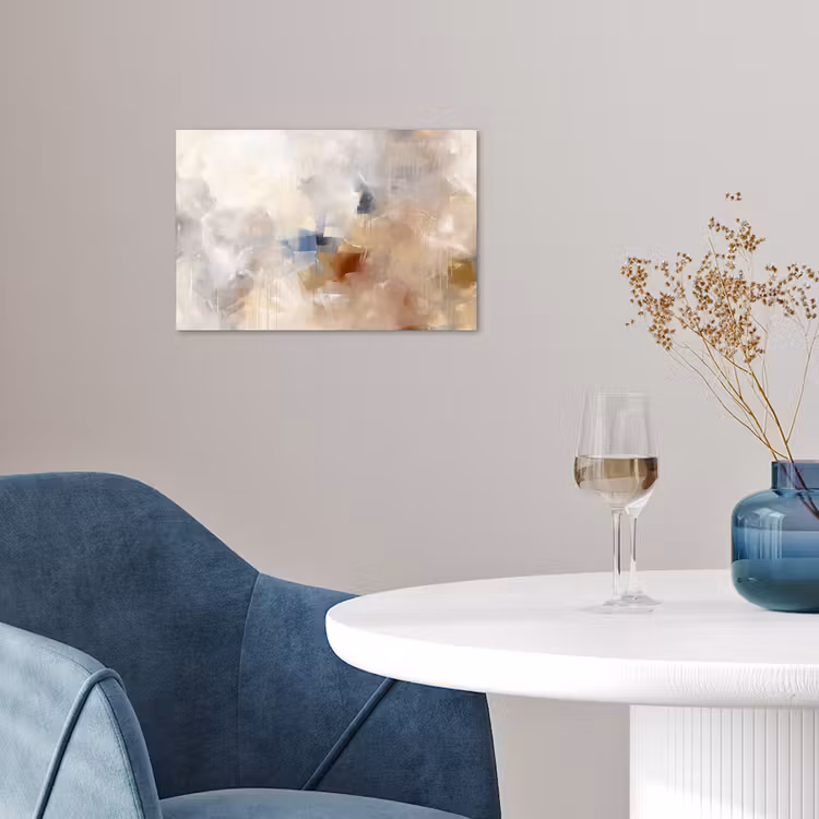 Abstract - Borstelstreken - Modern - Beige - Kunst poster papier klein -sfeer3