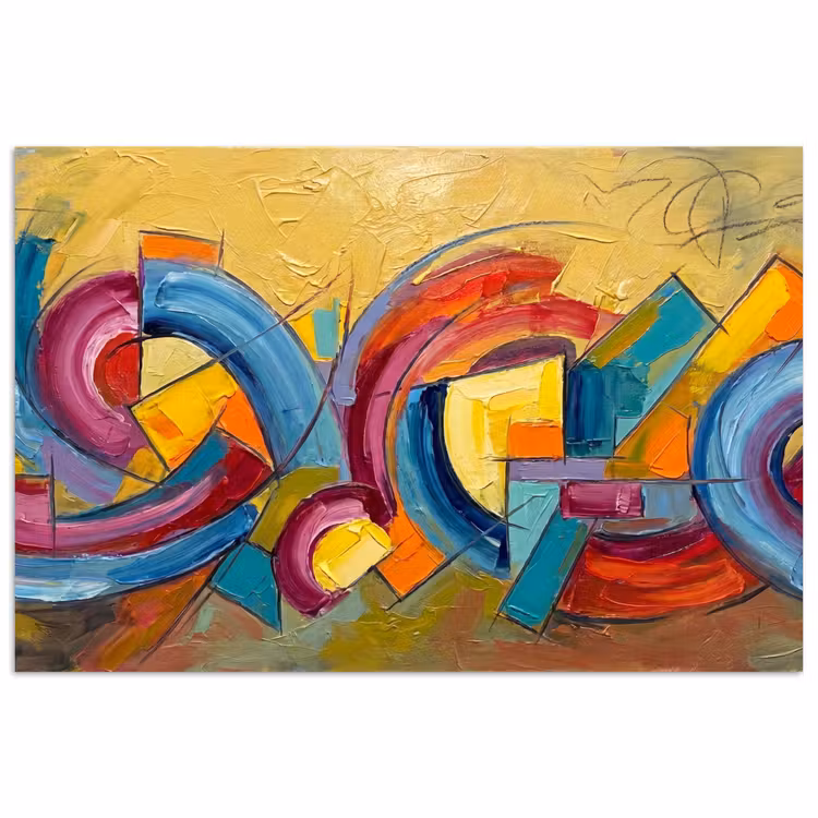 Abstract - Cirkels - Schilderij - Kleurrijk - Dynamisch poster papier klein -3d