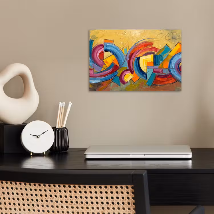 Abstract - Cirkels - Schilderij - Kleurrijk - Dynamisch poster papier klein -sfeer1