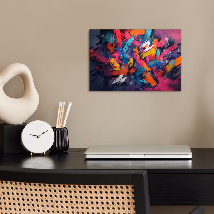 Abstract - Explosie - Neonkleuren poster papier klein -sfeer1