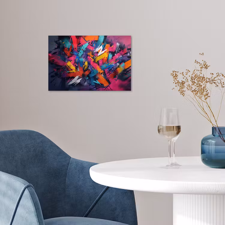 Abstract - Explosie - Neonkleuren poster papier klein -sfeer3