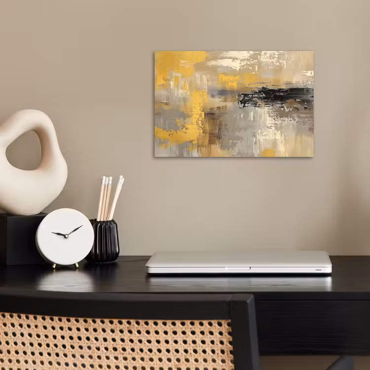 Abstract - Geel - Modern - Beige poster papier klein -sfeer1