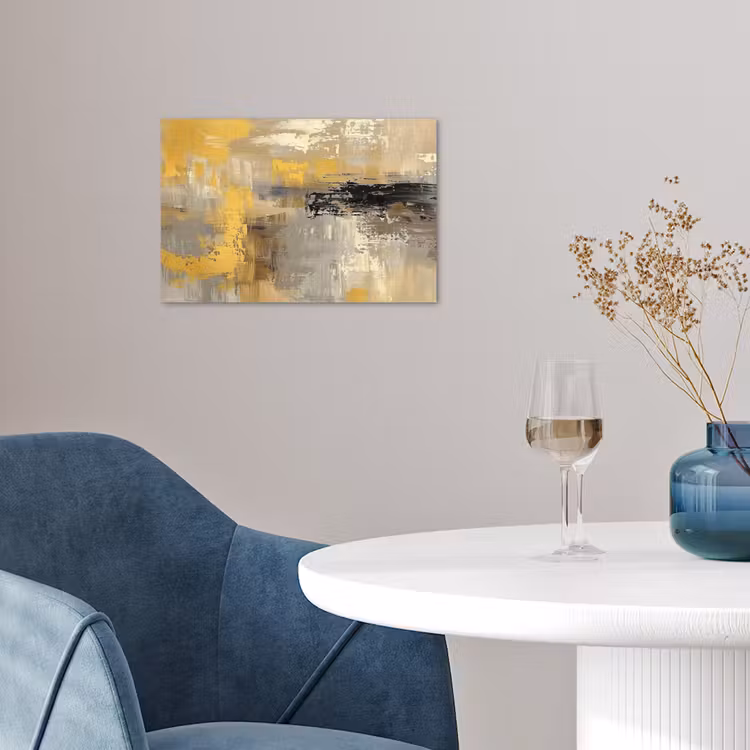Abstract - Geel - Modern - Beige poster papier klein -sfeer3