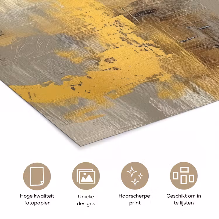 Abstract - Geel - Modern - Beige poster papier klein -closeup_NL