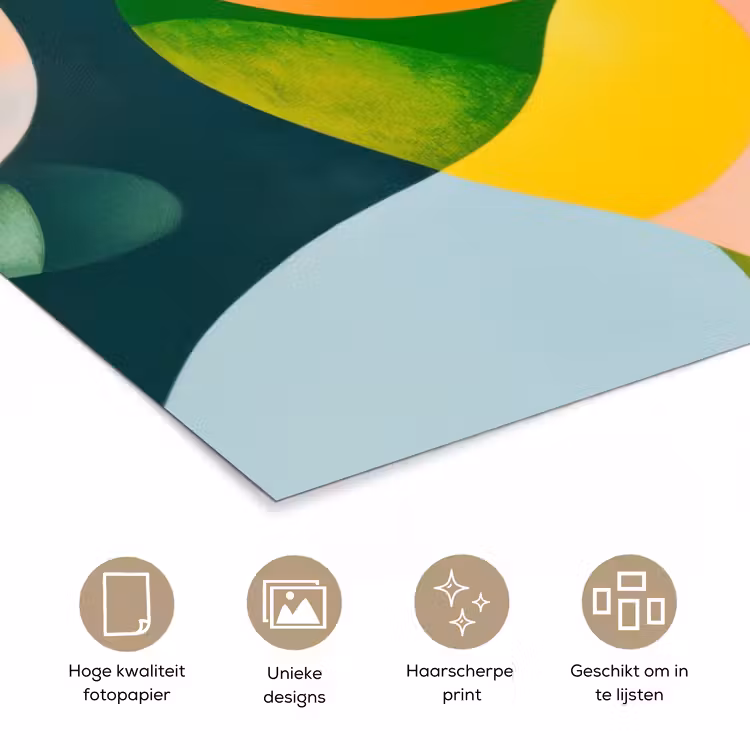Abstract - Geel - Roze - Groen poster papier klein -closeup_NL