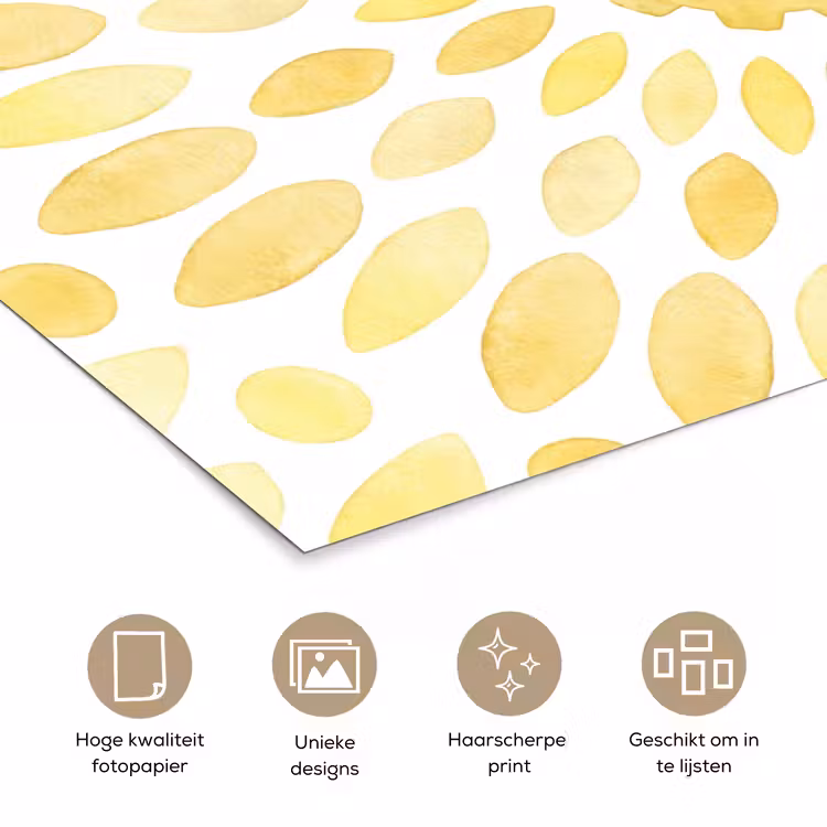 Abstract - Geometrisch - Stralend - Geel poster papier klein -closeup_NL