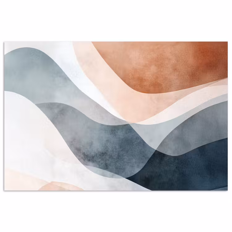 Abstract - Golven - Blauw poster papier klein -3d