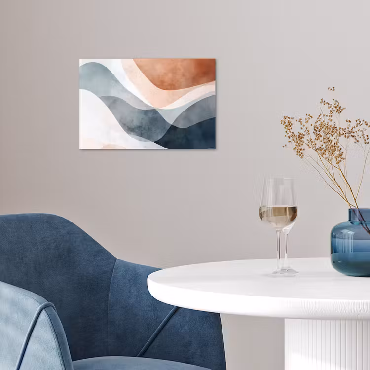Abstract - Golven - Blauw poster papier klein -sfeer3
