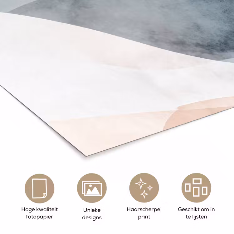 Abstract - Golven - Blauw poster papier klein -closeup_NL
