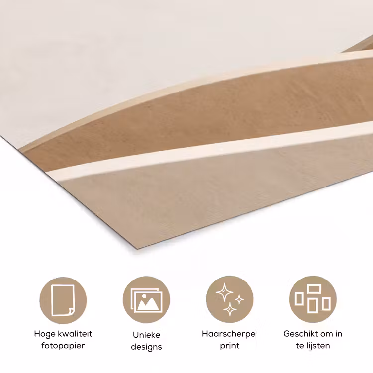 Abstract - Golven - Modern - Beige poster papier klein -closeup_NL