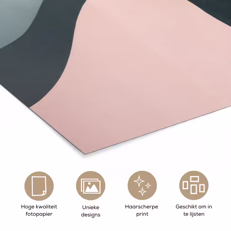 Abstract - Golven - Sierlijk - Roze poster papier klein -closeup_NL
