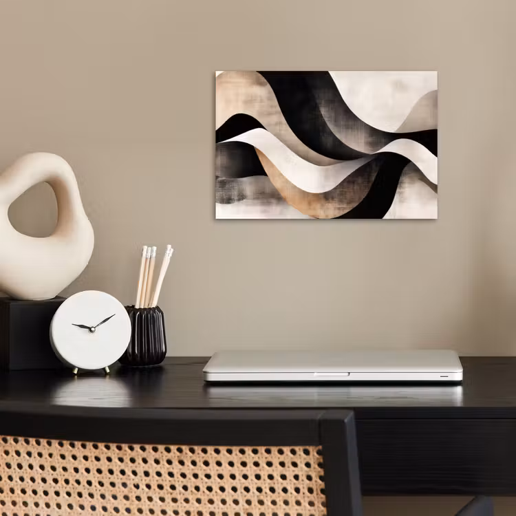Abstract - Golven - Zwart - Verweerd poster papier klein -sfeer1